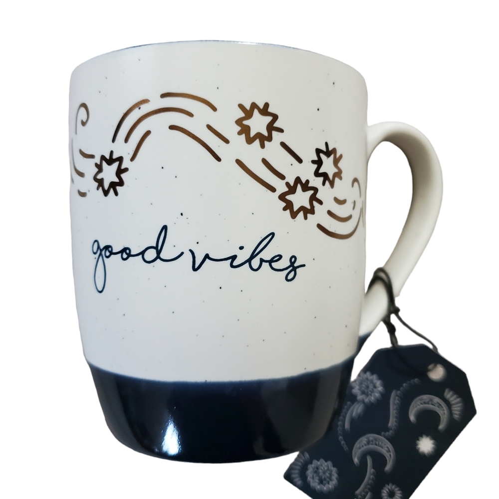 Moon‎ Child Good Vibes Blue, White & Gold Mug New